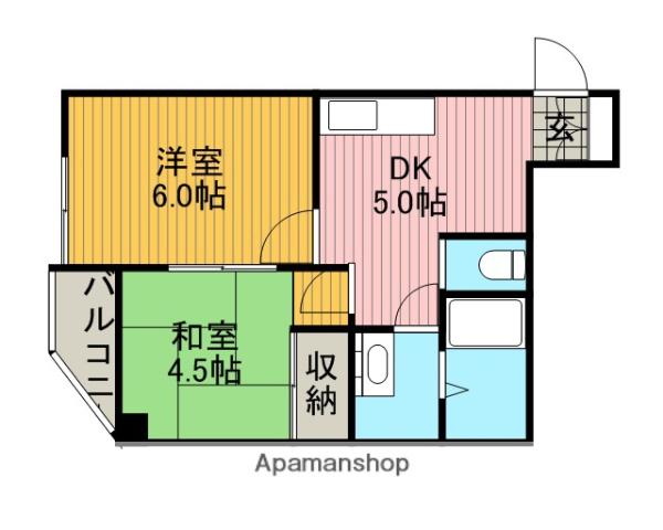 コスモタウン千代田(2DK/5階)の間取り写真