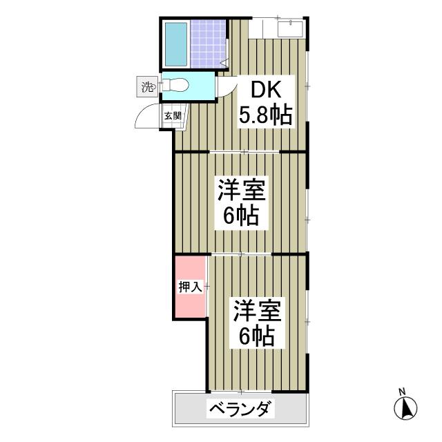 Mハイツ(2DK/2階)の間取り写真