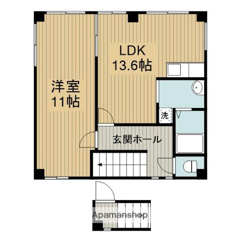 SANKOUマンション(1LDK/3階)の間取り写真