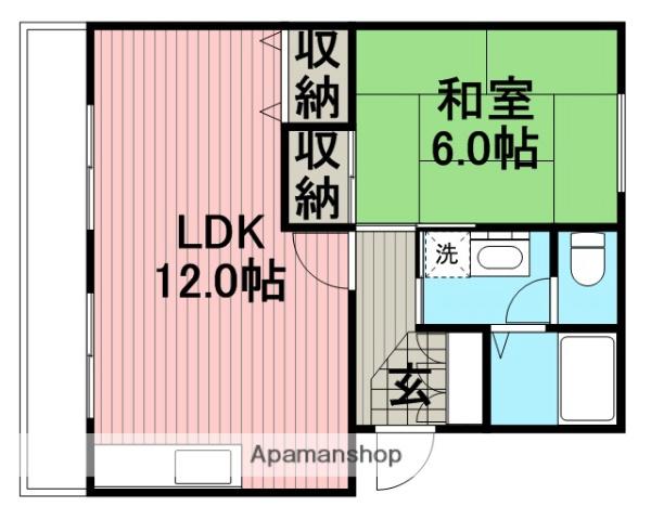 ポプラヶ丘コープ7号棟(1LDK/2階)の間取り写真