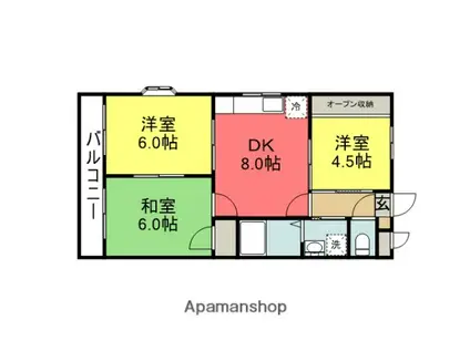オーロラ・シティ橋本(3DK/2階)の間取り写真