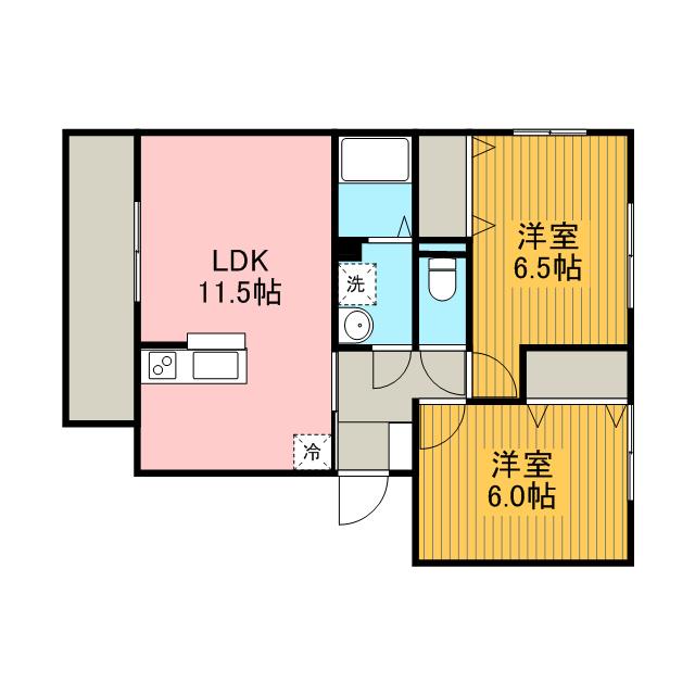 ラークヒルズB(2LDK/2階)の間取り写真