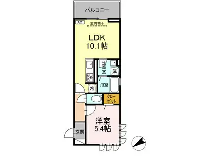 GRAND STATION宮上Ⅱ(1LDK/2階)の間取り写真