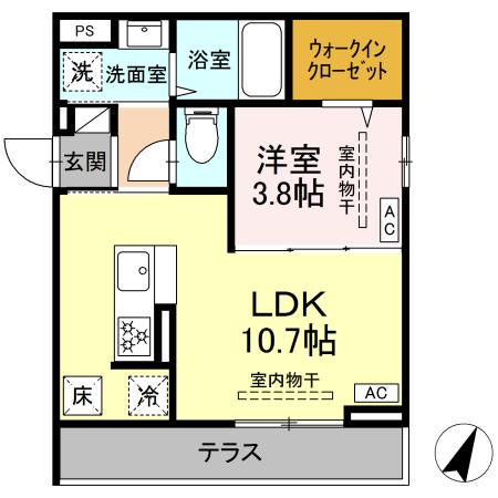 フラクタス相南1丁目(1LDK/1階)の間取り写真
