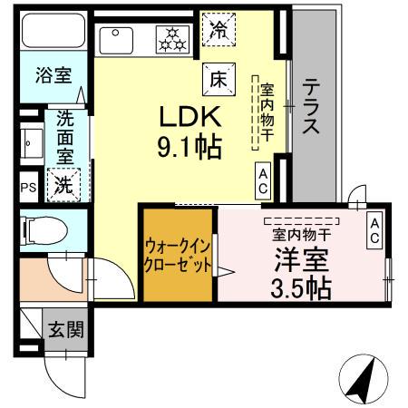 フラクタス相南1丁目(1LDK/1階)の間取り写真