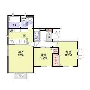 ハーベスト十番館(2LDK/1階)の間取り写真