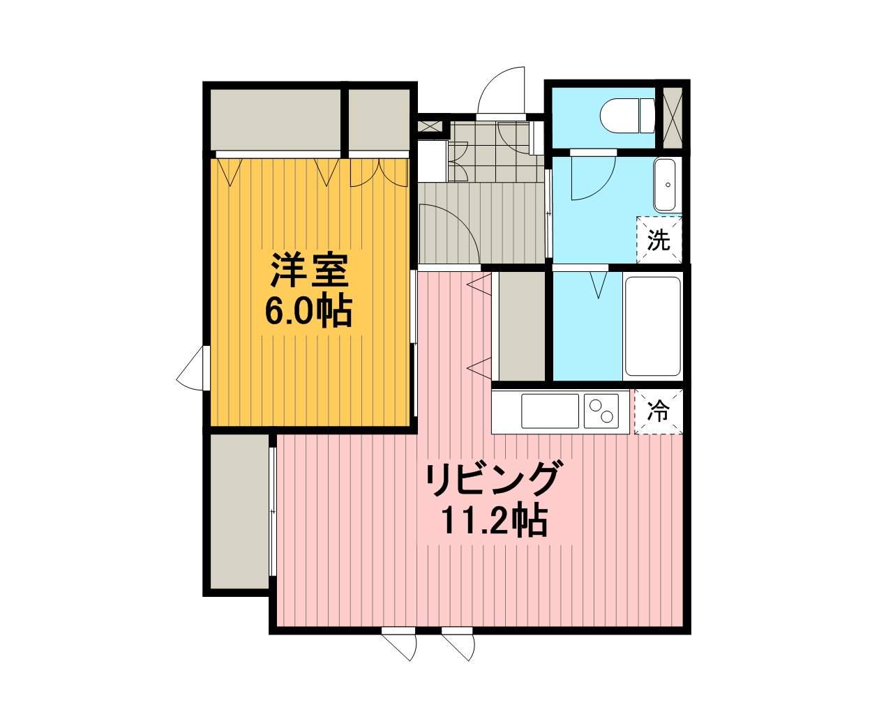 ルミエールブラン(1LDK/1階)の間取り写真