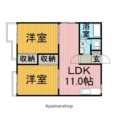 光ハイツ(2LDK/2階)の間取り写真