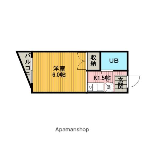 マンションF(1K/2階)の間取り写真