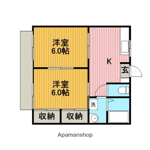 サンライズD(2DK/1階)の間取り写真