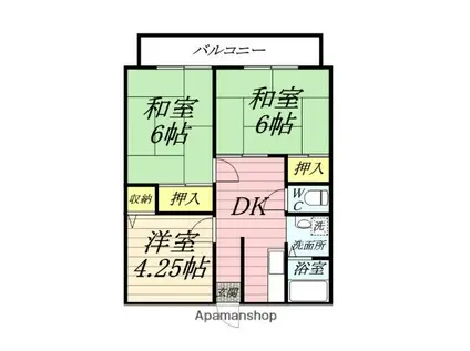 ハイツオクネ2(3DK/2階)の間取り写真