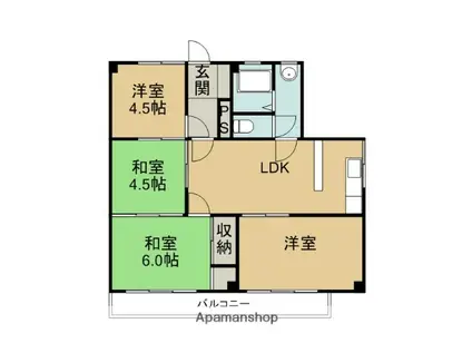 鴨居港マンション(4LDK/2階)の間取り写真