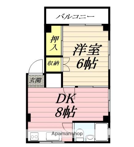 鈴木第3ビル(1DK/3階)の間取り写真