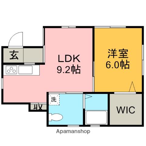 青木アパート(1LDK/1階)の間取り写真