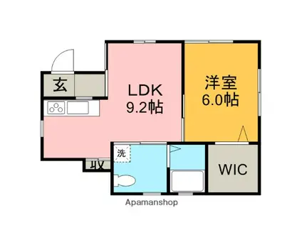 青木アパート(1LDK/1階)の間取り写真