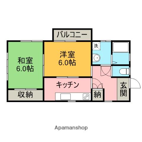 安藤アパート(2K/2階)の間取り写真