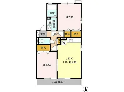 リビングタウン横須賀南C(2LDK/2階)の間取り写真