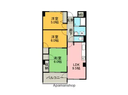 横須賀昭和ビル(3LDK/2階)の間取り写真