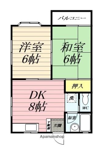 相沢ハイツ(2DK/2階)の間取り写真