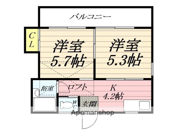 T&K新大津(2K/2階)の間取り写真
