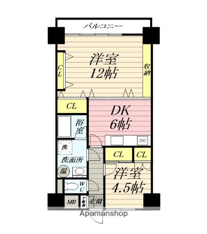 中央ハイツ(2DK/4階)の間取り写真