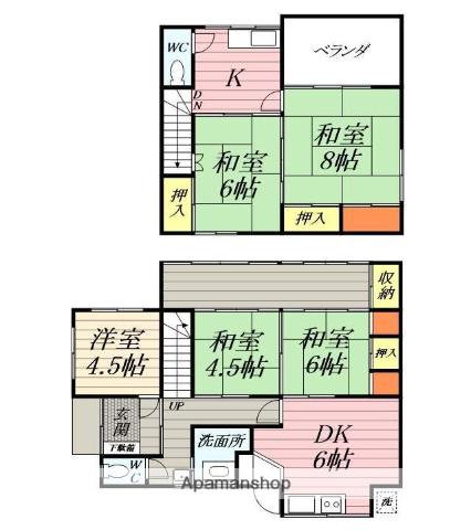 京急久里浜線 新大津駅 徒歩7分 2階建 築56年(5DK)の間取り写真