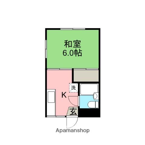 ザ・渓風(1DK/2階)の間取り写真