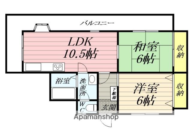 サンモール南久里浜(2LDK/4階)の間取り写真