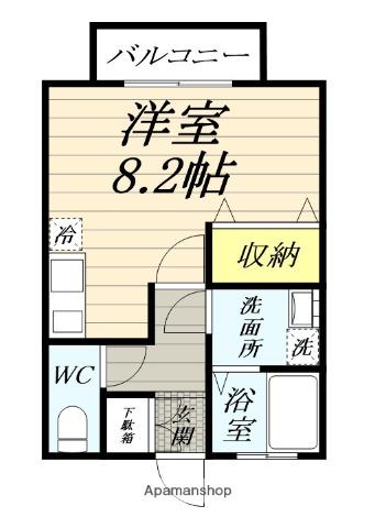 ロゼオルテンシア(ワンルーム/1階)の間取り写真
