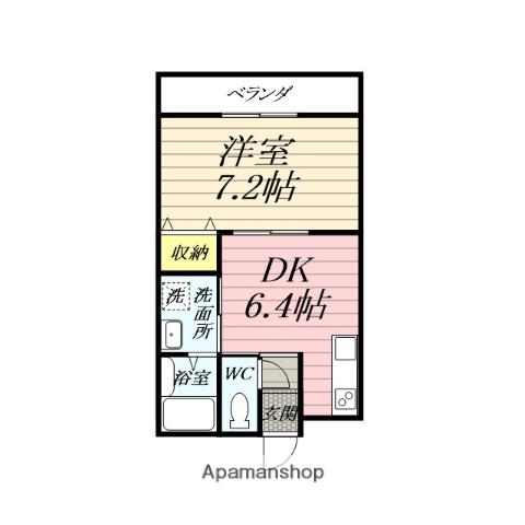 シンケンビル船越(1DK/2階)の間取り写真