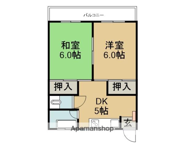 矢島荘(2K/2階)の間取り写真