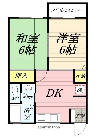 グリーンハイツⅡ(2DK/2階)の間取り写真