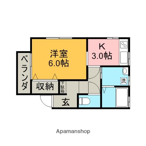 ハウスキャドック(1K/1階)の間取り写真
