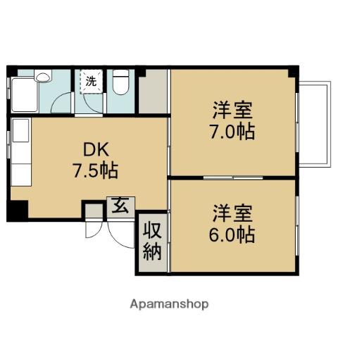 グリーンパーク根岸B棟(2DK/3階)の間取り写真