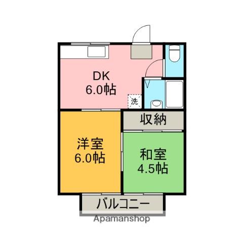 コーポ三浦(2DK/2階)の間取り写真