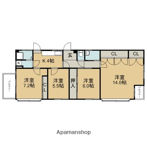 イケガミハイツ(4DK/2階)の間取り写真