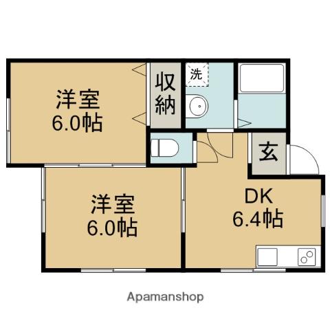 K16ハイツ(2DK/1階)の間取り写真