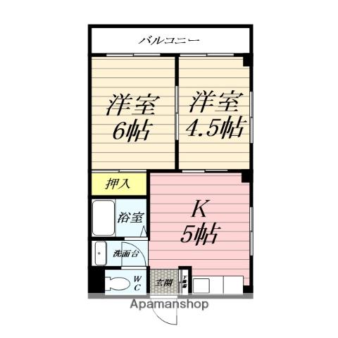 ポートサイド久里浜(2DK/3階)の間取り写真