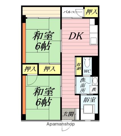 追浜会館共同ビルA棟(2DK/3階)の間取り写真