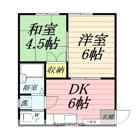 マリンヒルズ浦賀(2DK/1階)の間取り写真