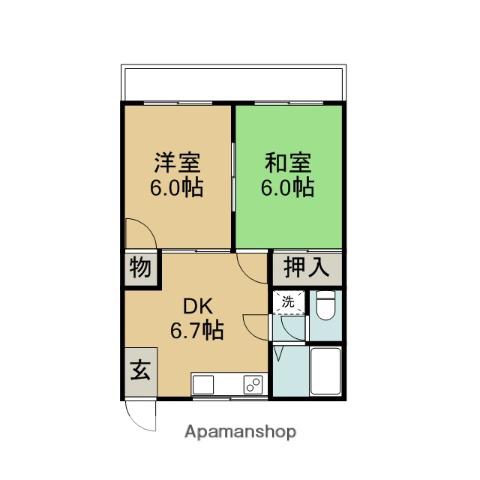 シーサイドパレス(2DK/3階)の間取り写真