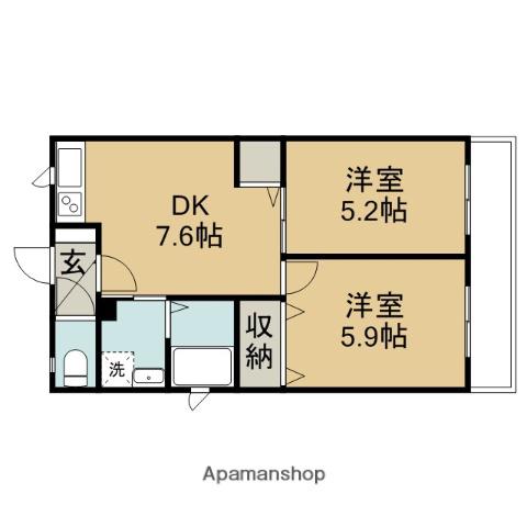 プレジデントマンション久里浜(2DK/2階)の間取り写真
