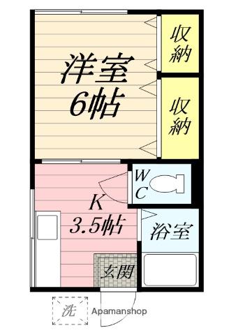 深田台ハイツB(1K/1階)の間取り写真