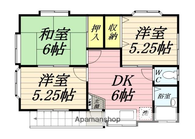 ラカサデ台深田(3DK/2階)の間取り写真