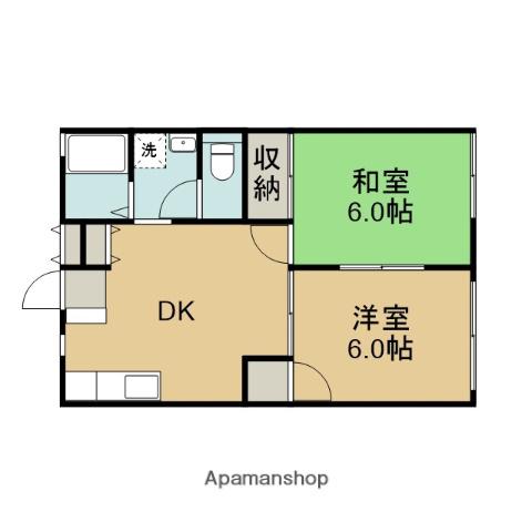 シーフロント浜(2DK/1階)の間取り写真