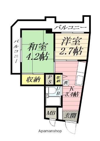 MKハイツ(2K/4階)の間取り写真