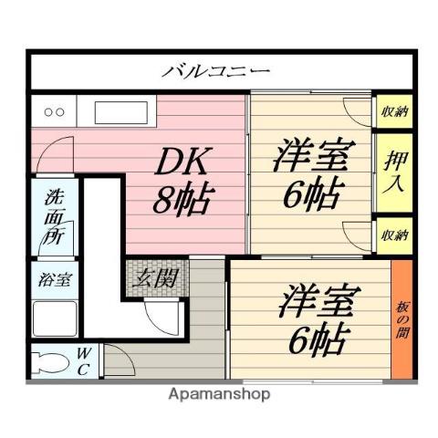嘉山ビル(2DK/3階)の間取り写真