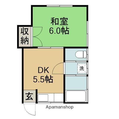 新倉アパート(1DK/2階)の間取り写真