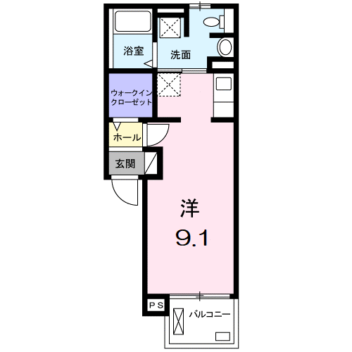 マーガレットSEA(ワンルーム/2階)の間取り写真