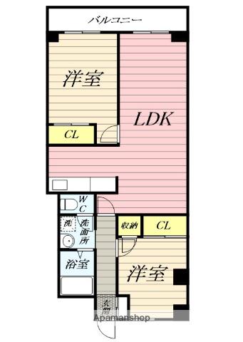 中銀衣笠マンシオン(2LDK/5階)の間取り写真